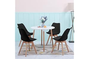 DORAFAIR Juego de Mesa de Comedor y Sillas, 1 Mesa + 4 Sillas, de Diseño Nórdico, Mesa Redonda de 80 cm y 4 Sillas Negro