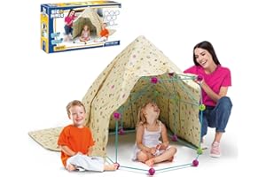 PARTY TOWN Cabane Enfant Interieure | Kit Construction Cabane 70 Pieces | Jeux Construction | Jeu Exterieur Enfants Tiges Et Connecteurs Robustes | Jeux Exterieur Enfant | Cadeau 6 Ans