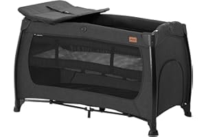 Hauck Play N Relax Center - Lettino Neonato fino 15kg - Letto pieghevole 120x66cm - Letto Bambini con 2 Piani Regolabili, Fasciatoio e Ruote - Nero Melange