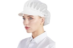 Nanxson 3 Piezas Gorro de Chef para Cocina, Gorro de Chef, Servicio de Alimentos, Redes para el Cabello para Mujeres CF9062