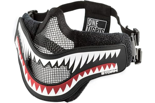 OneTigris Masque de Protection Visage Moitié en Maille d'acier + Moral Patch avec Les Sangles Réglables pour Airsoft Paintball CS
