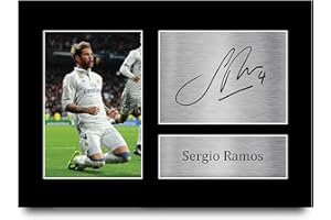 HWC Trading A4 Sergio Ramos Real Madrid Cadeaux imprimés photo autographe signée pour les fans de football et les supporters - A4
