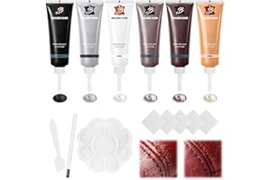QUUYLIN 6 Farben Kunstleder Reparaturset, Lederreparatur Creme, Leder Reparatur Set, Kunstleder Reparieren, Kunstleder Reparaturset mit Schwamm & Poliertuch,für Auto Lederlenkrad Sofa Gürtel Kratzer Risse