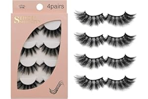 KEIBY CITOM False Eyelashes 4 Pairs - Professional Reusable Face Eyelashes Fit for All Eyes, Natural Thick Hand-Made 3D Faux Mink Eyelashes for a Beautiful Makeup Look (G106)