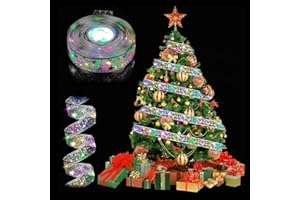 Lekki łańcuch choinkowy LED, RosyFate wstążka choinkowa 5M, brokatowa wstążka, ozdoba choinkowa LED, świąteczny lekki łańcuch, lampki choinkowe na zewnątrz i wewnątrz, srebro