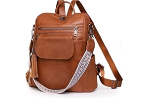 SUCIKORIO Petit Sac a Dos Cuir Femme Vintage, 2 en 1 Sacs à Main Portés Dos Femme Imperméable Cuir Sac à Dos élégant Plusieurs Poches Sac a Dos Antivol pour le Loisir, Voyage