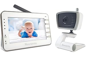 moonybaby Trust 30 Babyphone Camera vidéo bébé, Longue portée, Vision Nocturne, LCD 4,3'', 2,4 GHz, Communication bidirectionnelle, berceuses, capteur température, VOX - 1x caméra & écran à Distance