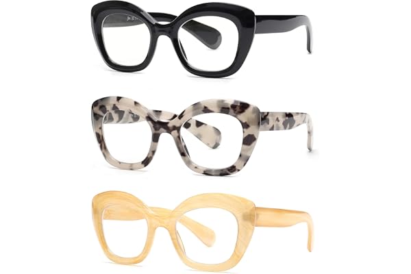 JM Lot de 3 Lunette Loupe Yeux de Chat,Lunette Anti Lumiere Bleue pour Femme Homme
