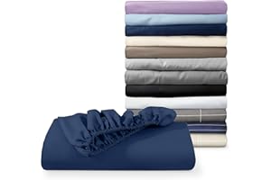 Lenzuolo sotto con angoli Bare Home - Microfibra Premium 1800 - Ultra morbido senza pieghe - Tasca profonda (200 x 200, Blu Scuro)