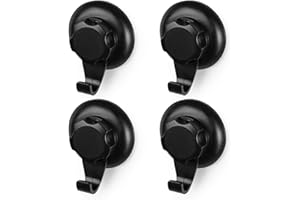 Compactor Bestlock Juego de 4 ganchos de almacenamiento montados en la pared, montaje con ventosa, soporta hasta 6 kg, grande, 7,2 x 4 x H.8,7 cm, negro, RAN9775