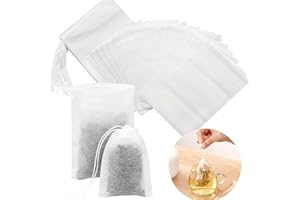 Luriseminger 200 Stück Einweg Teebeutel, 10 x 15cm Teefilter aus Vliesstoffe, Leeres Teefilterbeutel mit Kordelzug für Tee, Gewürz, Kräuter