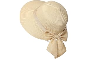 COSDREAMER Dziewczyny kobiety kapelusz przeciwsłoneczny kopuła duży daszek kokarda słomkowy kapelusz przeciwsłoneczny kapelusz plażowy