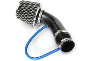 Krtopo Cold Air Intake Filter Kit - 3” Air Induction Kit 76mm Cone Filter Universal Performance with Aluminum Alloy Tube Intake Hose Pipe System for Automobile Engine - Black