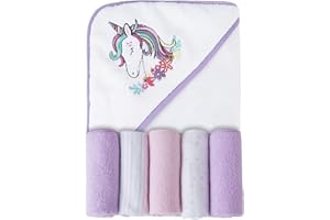 Viviland Baby Towels and Washcloths, Soft Touch and Strong Absorption Washcloths, Great Gift for Infants and Newborn, 66×76cm, 6 Count (Pack of 1) Purple Unicorn
