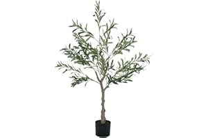 HOMCOM Olivo Artificial 120 cm Planta Artificial Decorativa con Hojas de Seda y 20 Aceitunas Decoración Interior para Hogar Oficina Dormitorio Salón Pack 1