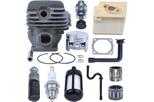 AUMEL 1121 020 1217 44,7 mm Kit de pistón de cilindro para Stihl 026 MS260 pieza de motosierra con junta de bujía de cojinete de línea de filtro de aceite combustible de aire.