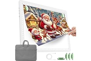 TOHETO A4 Leuchttisch mit Tasche für Diamantmalerei, Wiederaufladbares Ultraheller Leuchtkasten zum Zeichnen, Aufladbar LED Licht Pad zum Nachzeichnen, Kabelloses Lichtplatte Lichttafel (Weiß)