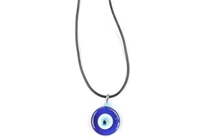 Remi Bijou - Magnifique chaîne avec pendentif contre le mauvais œil, Nazar Boncuk Evil Eye, 1,8 cm, rond, avec chaîne en nylon noir