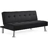 Yaheetech Divano Letto Divano Trasformabile in Letto Mobile Imbottito a 3 Posti Divanetto Reclinabile con Gambe in Metallo da