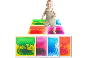 Art3d Colorful Liquid Sensory Floor Tiles for Children, Toddler, Teens, Playroom, Dance Floor for Decorative, 11.8"x11.8" Square, 4 Tiles