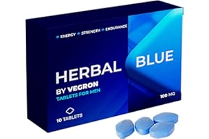 VEGRON Herbal Blue - 10 Tablets | Natural Herbal Supplements for Men’s Health | Small Easy-to-Swallow Pills | Herbal Blue Pills for Men | Fast-Acting Tablets | Ginseng Tablets | Made in The UK