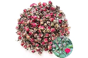 TooGet Profumato Naturale Profondo Rosso Rosa Boccioli di Petali di Rosa Essiccati Golden-Rim Rose Fiori all'Ingrosso, Cibo Commestibile - 225g