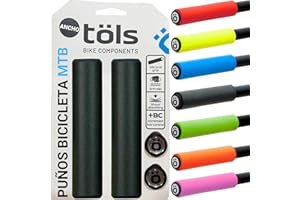 TÖLS BIKE COMPONENTS TÖLS 2 Empuñadura Bicicleta, 130mm | Incluye 2 Mangos Bici y 2 Tapones Puños Bici Universales Manillar Bicicleta | Puños Bicicleta Carretera, Puños BMX, Puños MTB | Puños Silicona Antideslizantes
