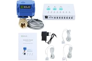 U.S. Solid Detektor wycieku wody – system wykrywania wycieku z alarmem wodnym z automatycznym wyłączaniem 1/2 cala mosiężnym zaworem kulowym, kontrolerem i 3 czujnikami i alarmem dźwiękowym
