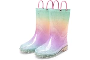 DREAM PAIRS Kids Rain Boots Wellies for Kids Boys Girls Wellington Lightweight Boots with Easy on Handle Waterproof Playing Rain Boot Unisex-Child