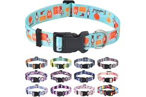 Mihqy Hundehalsband, Verstellbares, Weich & Komfort Hunde Halsband, Böhmisches, Blumen, geometrisches, Stammes Design, für Kleine, Mittlere und Große Hunde(Basketball,XS)