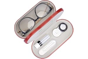Muf 2 en 1 étui lentilles de Contact Portable Double Face, Design à Double Usage pour Lunettes, avec Pince à épiler et Bouteille de Solution pour lentilles de Contact pour kit de Voyage