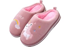 Cozozn Girls Slippers Kids House Shoes Children Winter Warm Plush Anti-Slip Home Shoes Unicorn Rabbit