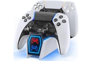 KOSKER Station de Charge P5 avec Lumière LED, Chargeur P5 pour Manette P5, Accessoires pour Manettes P5 et P5 Edge, Chargeur Manette P5 avec Câble de Charge