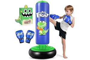 Esnowlee Sac de Boxe pour Enfants, Gonflable Sac de Boxe Enfant 120cm - Idéal pour Karaté, Taekwondo, Cadeau Parfait pour Garçons & Filles de 3 à 8 Ans