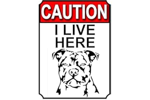 SHAWPRINT LIMITED CAUTION I LIVE HERE METAL GATE SIGN DOG THEME 200MM X 150MM (1688H1)