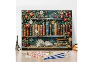TISHIRON Dipingere con i numeri, per adulti, libreria con i numeri, a partire dai 9 anni, per ragazze, libro per dipingere con i numeri, per adulti, fai da te, dipinta a olio, kit su tela, decorazione