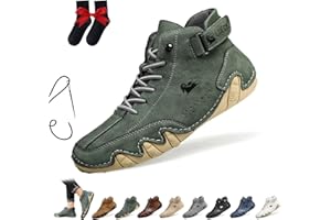 LOVEWLVNCL Włoskie ręcznie robione zamszowe wysokie buty, buty Beck Shoes męskie wodoodporne zamszowe codzienne trampki Outdoor antypoślizgowe oddychające boso botki do wędrówek pieszych, jazdy samochodem(zielon