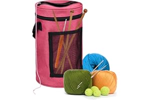 EQLEF Yarn Bag Medium Size Crochet Bag 5.9 * 9.8 in Portable Knitting Yarn Bag with Hole Handle and Buckles Small Small Knitting Bag for Small Project (Red,Medium Size)