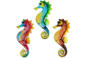 HONGLAND Metal Seahorse Wall Decor Outdoor Indoor Art Sculpture Hanging Decorations Set of 3 for Home Garden Bedroom