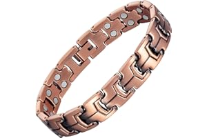 EnerCoppeX Bracelet magnétique en cuivre super puissant pour homme, bracelet classique en cuivre magnétique à double rangée, comprend 32 aimants NdFeB et un coffret cadeau (19 cm)