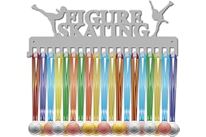 CREATCABIN Soporte para Medallas de Patinaje Artístico, Colgador de Medallas de Baile, Estante Deportivo de Metal para Colgar Premios, Decoración de Montaje En Hierro con 20 Gancho para Pared 40x15cm