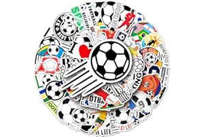 QAXROCYN Football Stickers Gift for Boys Girls Teens Adults,Trendy Waterproof Vinyl Stickers for Luggage Laptop Flasks Cup Phone Water Bottles Notebook Tablet Car Bike,Sports Decals Pack[Football-50Pcs]