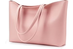 KALIDI - Grande borsa a mano da donna in pelle sintetica PU, shopper, tote bag, impermeabile, con chiusura lampo, per lavoro, viaggi, shopping, scuola