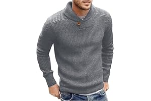 Runcati Mens Jumper Shawl Collar Fine Knit Pullover Winter Elegant Sweater Regular Fit Knitwear Tops