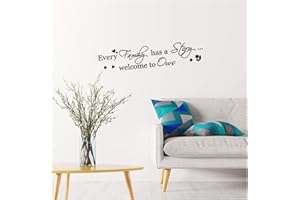 JIABEIUS Adesivo Da Parete Con Citazioni Motivazionali, Con Scritta In Inglese "Every Family Has A Story Welcome To Ours" Frasi Adesivi Da Parete Per Casa Cucina Camera Da Letto Soggiorno Porta Finestre Muro