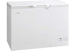Haier HCE379F Congelatore a pozzetto, 366 Litri, Luce Led, Congelamento Rapido, Display Elettronico, Classe Energetica F, Trattamento ABT, Bianco