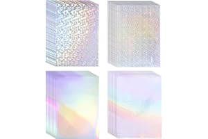 TIXEXO 32 hojas holográficas de vinilo transparente holográfico pegatinas papel adhesivo iridiscente lámina brillante calcomanías lámina de ventana lámina holográfica autoadhesiva lámina de vinilo A4