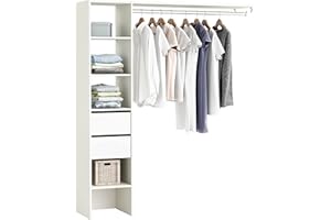 Miroytengo Armario/Vestidor Abierto Dúo para Habitación Juvenil/Matrimonio en Color Blanco y Estilo Moderno 187x160x40 cm