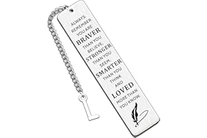HULALA Initial Bookmark Inspirational Gifts for Women Girls Men Book Mark for Book Lover Student Friends Daughter Son Birthday Graduation Christmas Gifts Always Remember You are Braver (L)