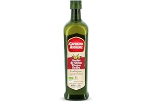 CAPRICHO ANDALUZ Aceite de Oliva Virgen Extra Ecológico PET de 1L– Tamaño Práctico, Ideal para Cocinar, Aliñar o Aderezar tus Ensaladas y Comidas.